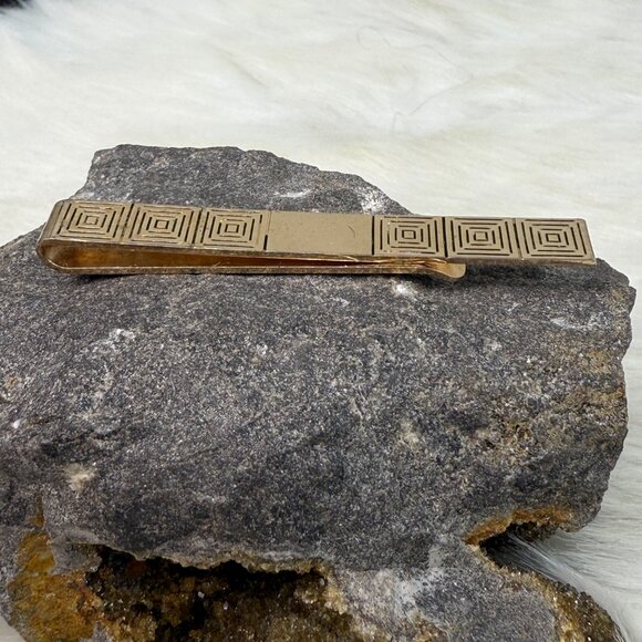 Vintage Swank Gold Tone Tie Bar Geometric - Picture 2 of 5